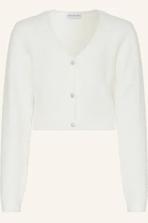 DANAMADE Cropped-Strickjacke mit Schmucksteinen