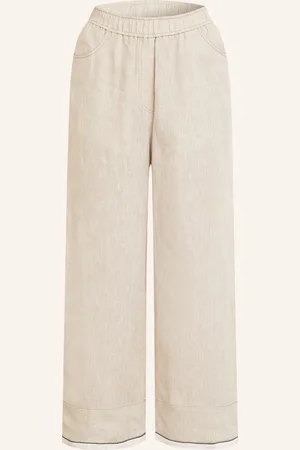 Brunello Cucinelli Leinen-Culotte mit Schmuckperlen