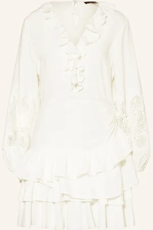 Maje Kleid mit Volants und Lochspitze