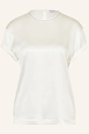 Brunello Cucinelli Blusenshirt aus Seide mit Schmucksteinen