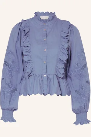 Neo Noir Bluse PETRINE mit Lochspitze und Rüschen