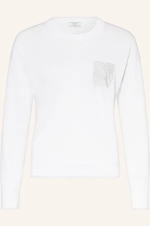 PESERICO SIGN Pullover mit Leinen und Schmuckperlen