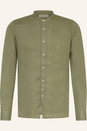 Tintoria Mattei Leinenhemd Slim Fit mit Stehkragen