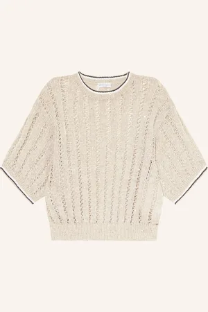 Brunello Cucinelli Strickshirt aus Leinen mit Pailletten