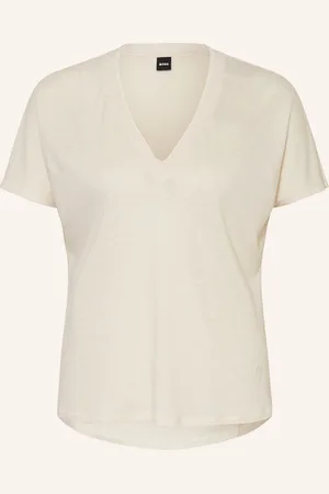 HUGO BOSS T-Shirt EYLINA mit Leinen