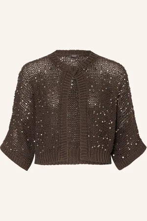 PESERICO SIGN Cropped-Strickjacke mit 3/4-Arm und Pailletten