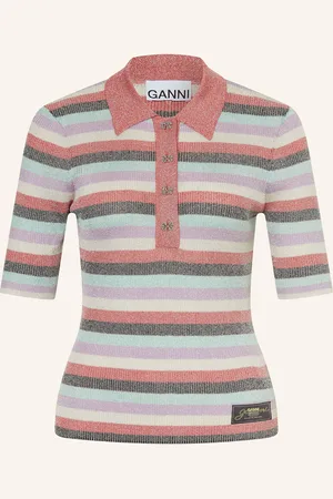 Ganni Strick-Poloshirt mit Glitzergarn