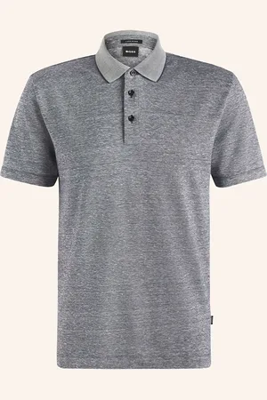 HUGO BOSS Piqué-Poloshirt PRESS mit Leinen