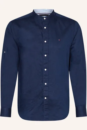 Tommy Hilfiger Hemd Regular Fit mit Leinen und Stehkragen