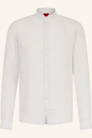 HUGO BOSS Leinenhemd ELVORY Slim Fit mit Stehkragen