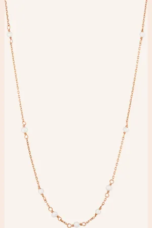 LEAF Halskette WHITE PEARLS aus 14 Karat Roségold