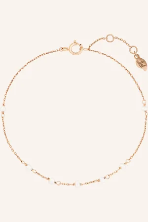 LEAF Armband WHITE PEARLS aus 14 Karat Roségold