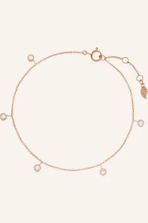 LEAF Armband MY FIRST DIAMOND Charms aus 14 Karat Roségold mit Diamanten