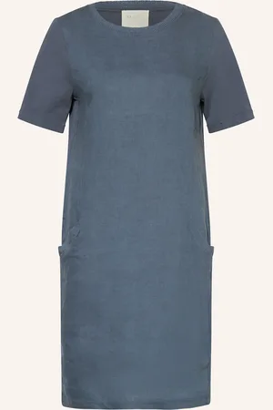 Oui Kleid im Materialmix mit Leinen