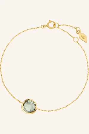 LEAF Armband GREEN AMETHYST aus14 Karat Gelbgold
