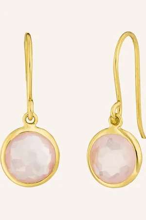 LEAF Ohrringe ROSENQUARZ aus14 Karat Gelbgold