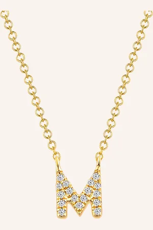 LEAF INITIALIEN Halskette „M“ aus 14 Karat Gelbgold mit Diamanten