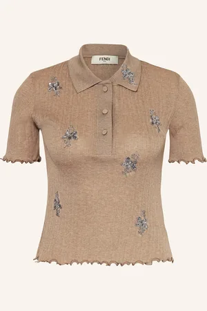 Fendi Strick-Poloshirt mit Schmucksteinen