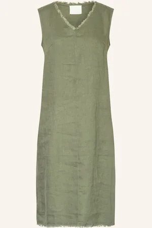 Oui Kleid im Materialmix mit Leinen