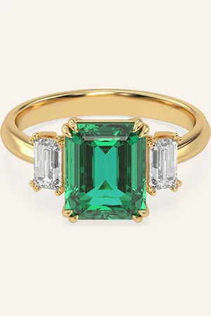 VEYNOU Ring EDEN aus 14 Karat Gelbgold mit lab-grown Smaragd und Diamanten