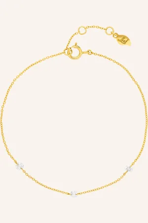 LEAF Armband PURE Triple aus 18 Karat Gelbgold mit Diamanten