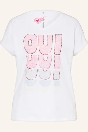 Oui T-Shirt mit Schmucksteinen