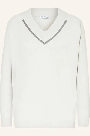 Brunello Cucinelli Cashmere-Pullover mit Schmuckperlen