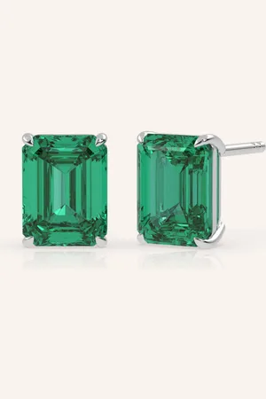 VEYNOU Ohrstecker EDEN ESSENCE aus 14 Karat Weißgold und 4,0ct. Smaragd