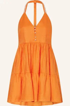 Maje Leinenkleid mit Schmuckperlen und Volants
