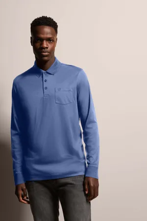 Bugatti Langarm-Polo mit feiner zweifarbiger Strukturoptik in