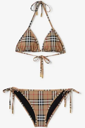 Burberry Triangelbikini in Check, Size: XXS, Yellow