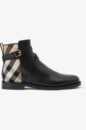 Burberry Stiefeletten aus Leder mit Check, Size: 37