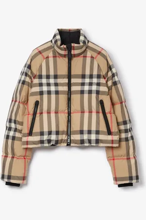 Burberry Wattierte Cropped-Jacke in Check, Size: L