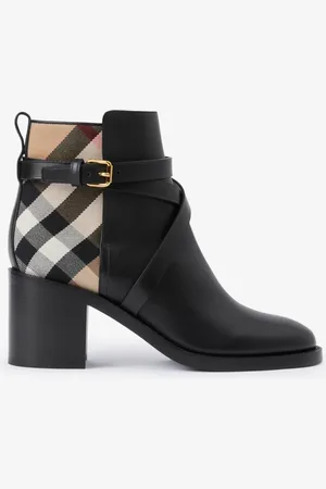 Burberry Stiefeletten aus Leder mit Check und Absatz, Size: 40