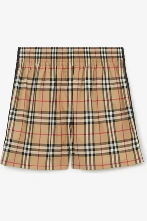 Burberry Stretchbaumwollshorts in Check, Size: 04, Beige