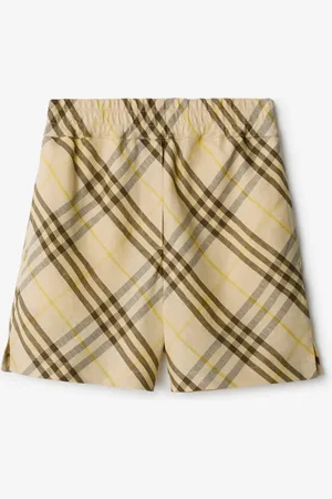 Burberry Leinenshorts in Check, Size: 10