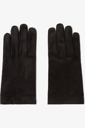 Burberry Velourslederhandschuhe mit B-Motiv, Size: 9