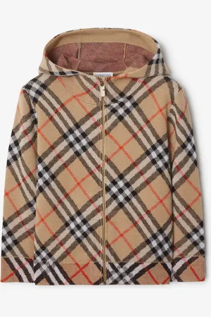 Burberry Woll-Kapuzenjacke in Check, Size: 4Y