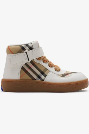 Burberry High-Top-Sneaker aus Check-Gewebe und Leder, Size: 30