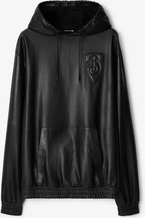 Burberry Leder-Kapuzenpullover mit B Shield-Motiv, Size: 52