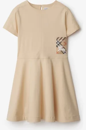 Burberry Baumwollkleid mit Check-Label, Size: 6Y