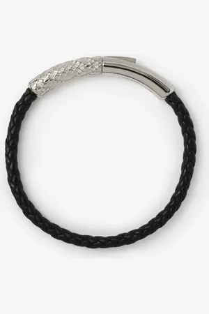 Burberry Lederarmband mit Karodetail, Size: XS
