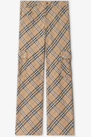 Burberry Stretchleinen-Baumwollhose in Check, Size: 54