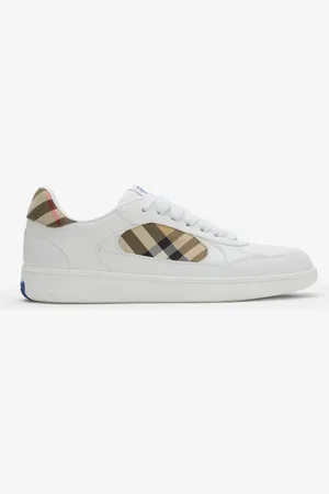Burberry Sneaker „Terrace" aus Leder mit Check, Size: 45