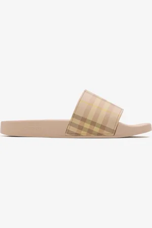 Burberry Slides in Check, Size: 39