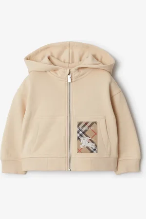 Burberry Baumwoll-Kapuzenjacke mit Check-Label, Size: 2Y
