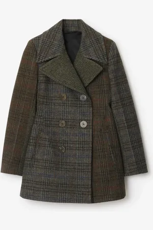 Burberry Woll-Peacoat mit Karopatchworkmuster, Size: 10
