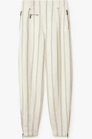 Burberry Elegante Seidenmisch-Hose mit Streifenmuster, Size: 08