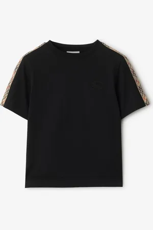 Burberry Baumwoll-T-Shirt mit Check-Besatz, Size: 12Y