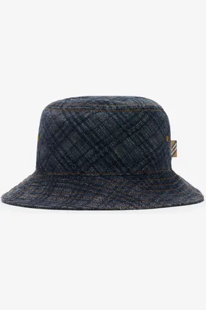 Burberry Denim-Fischerhut in Check, Size: L